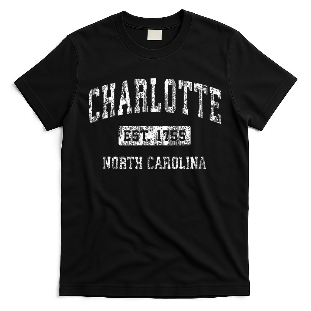 Charlotte North Carolina Nc Vintage Established Sports T-Shirt