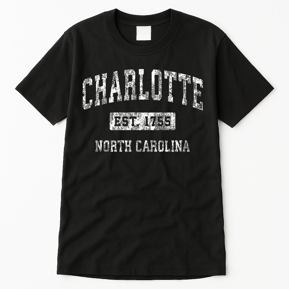 Charlotte North Carolina Nc Vintage Established Sports Tall T-Shirt