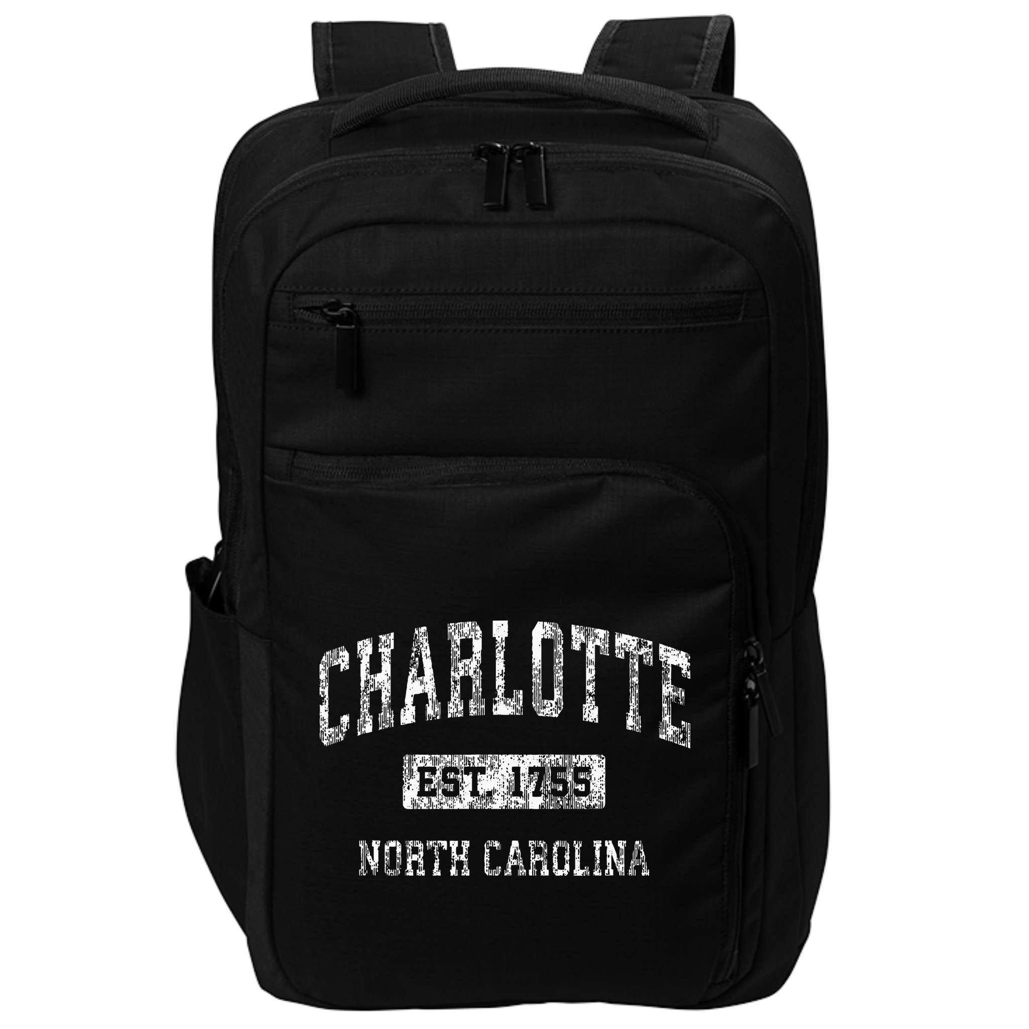 Charlotte North Carolina Nc Vintage Established Sports Impact Tech Backpack