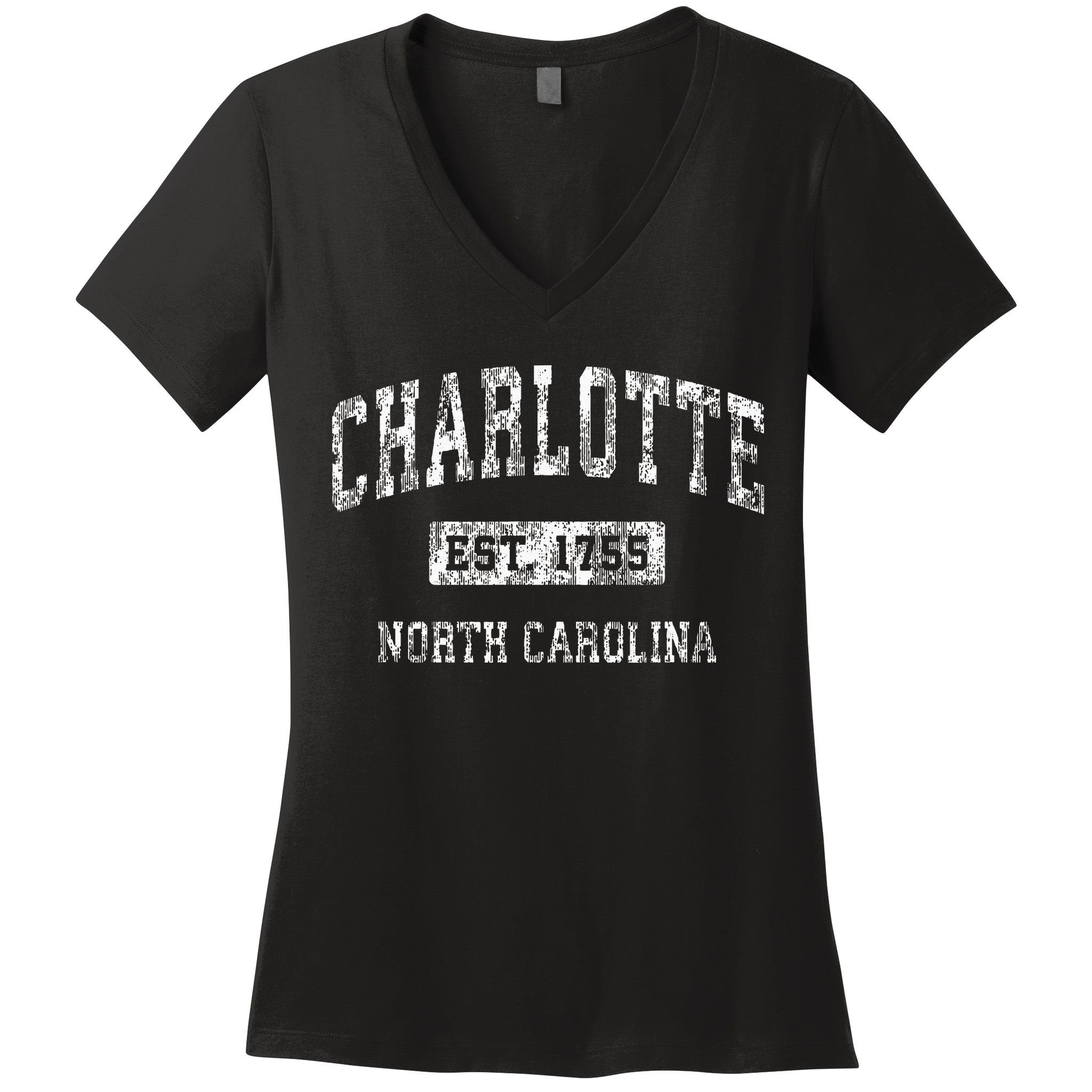 Charlotte North Carolina Nc Vintage Established Sports Women's V-Neck T-Shirt