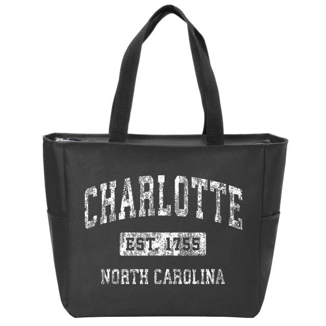 Charlotte North Carolina Nc Vintage Established Sports Zip Tote Bag