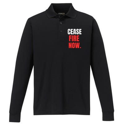 Ceasefire Now Performance Long Sleeve Polo