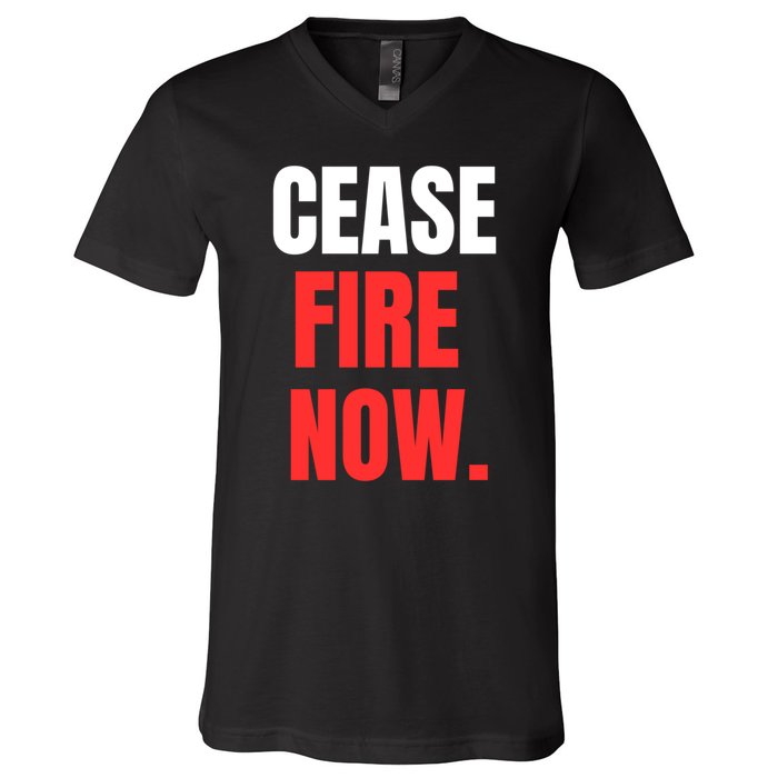 Ceasefire Now V-Neck T-Shirt