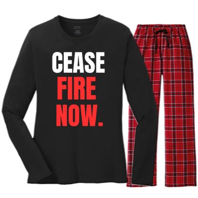 Ceasefire Now Women's Long Sleeve Flannel Pajama Set 