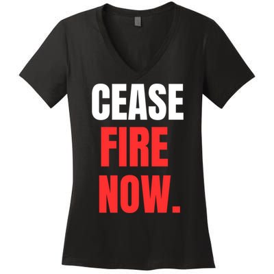Ceasefire Now Women's V-Neck T-Shirt