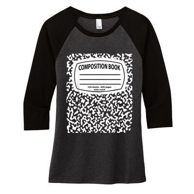 Composition Notebook Costume Matching Group Halloween Women's Tri-Blend 3/4-Sleeve Raglan Shirt