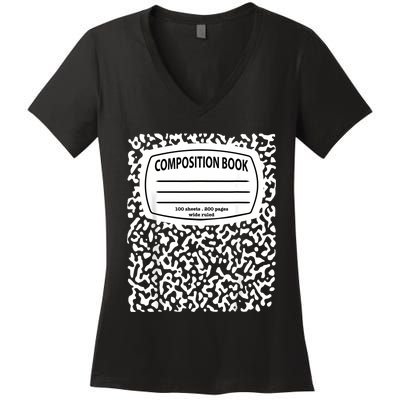 Composition Notebook Costume Matching Group Halloween Women's V-Neck T-Shirt