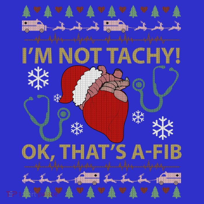 Cardiac Nurse Christmas Tachy Ugly Heart Anatomy Nurse Cvicu Cute Gift Tall T-Shirt