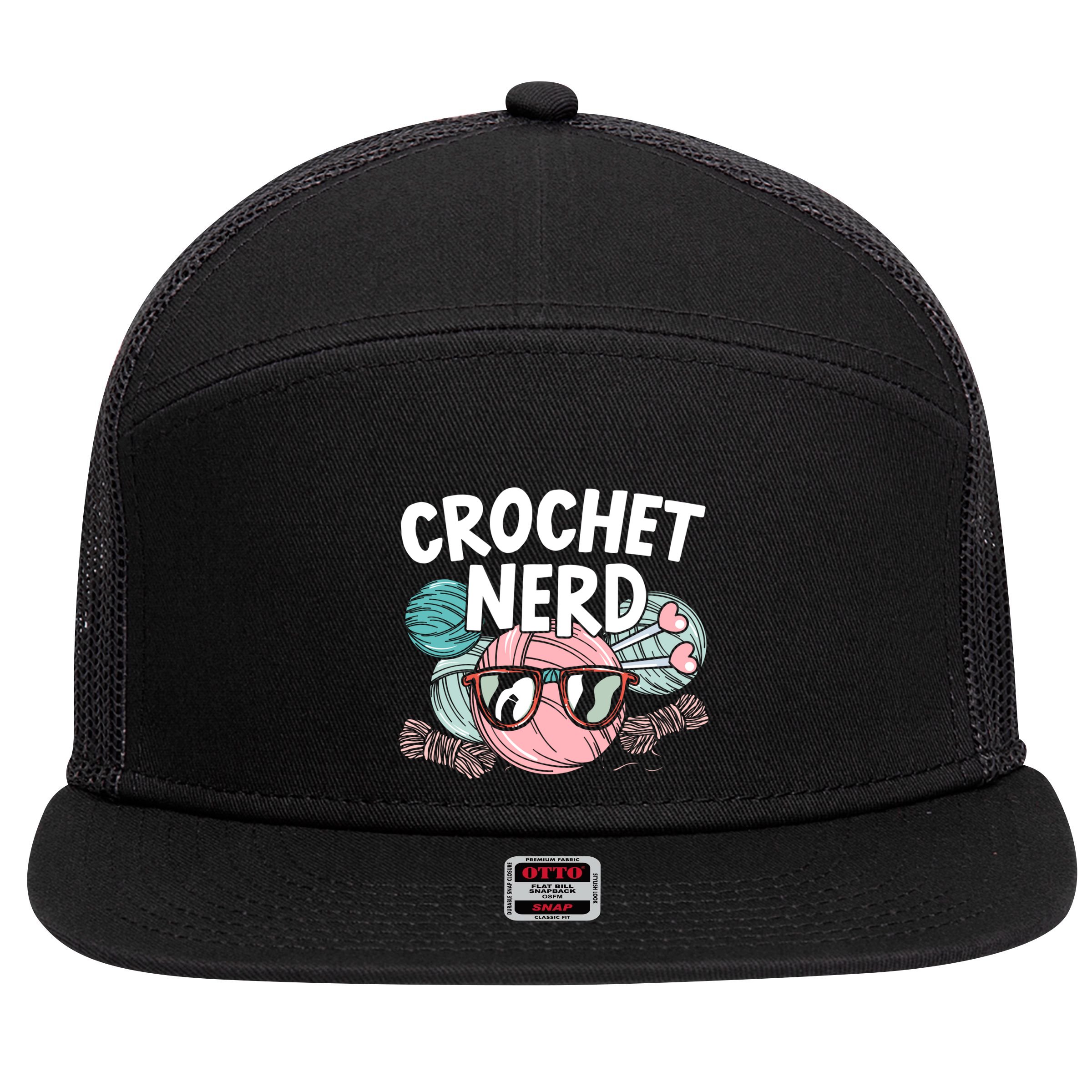 Crochet Nerd Crochet Lover Crocheting Gift 7 Panel Mesh Trucker Snapback Hat