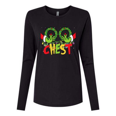 Chest Nuts Christmas Funny Matching Couple Womens Cotton Relaxed Long Sleeve T-Shirt