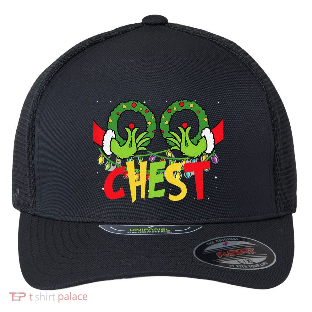 Chest Nuts Christmas Funny Matching Couple Flexfit Unipanel Trucker Cap