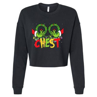 Chest Nuts Christmas Funny Matching Couple Cropped Pullover Crew