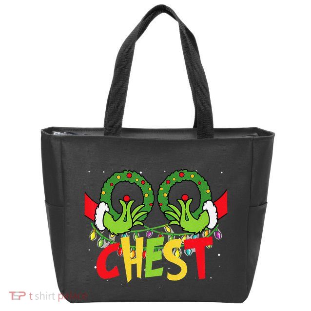 Chest Nuts Christmas Funny Matching Couple Zip Tote Bag