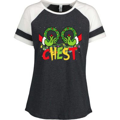 Chest Nuts Christmas Funny Matching Couple Enza Ladies Jersey Colorblock Tee