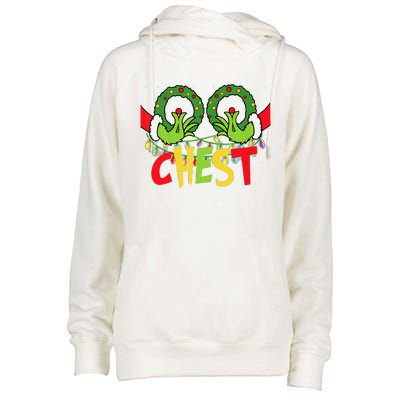 Chest Nuts Christmas Funny Matching Couple Womens Funnel Neck Pullover Hood