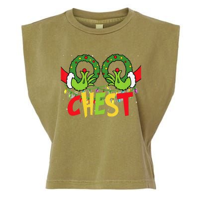 Chest Nuts Christmas Funny Matching Couple Garment-Dyed Women's Muscle Tee