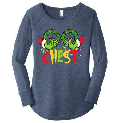 Chest Nuts Christmas Funny Matching Couple Women's Perfect Tri Tunic Long Sleeve Shirt