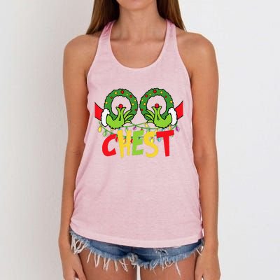 Chest Nuts Christmas Funny Matching Couple Women's Knotted Racerback Tank