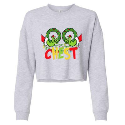 Chest Nuts Christmas Funny Matching Couple Cropped Pullover Crew