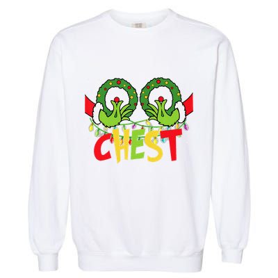 Chest Nuts Christmas Funny Matching Couple Garment-Dyed Sweatshirt