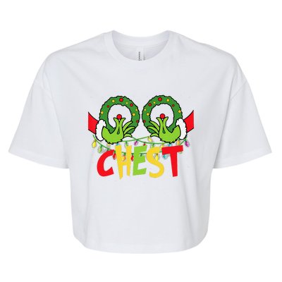 Chest Nuts Christmas Funny Matching Couple Bella+Canvas Jersey Crop Tee