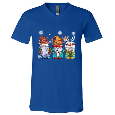 Cute Nurse Christmas Gnomes Cute Nurses Xmas Nursing Gift V-Neck T-Shirt