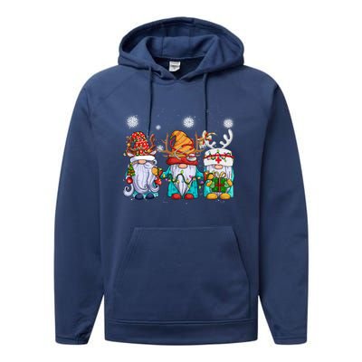 Cute Nurse Christmas Gnomes Cute Nurses Xmas Nursing Gift Performance Fleece Hoodie