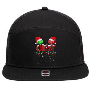 Chest Nuts Christmas Funny Matching Couple 7 Panel Mesh Trucker Snapback Hat