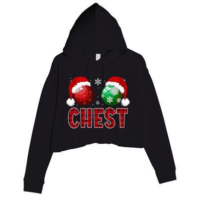 Chest Nuts Christmas Funny Matching Couple Chestnuts Crop Fleece Hoodie