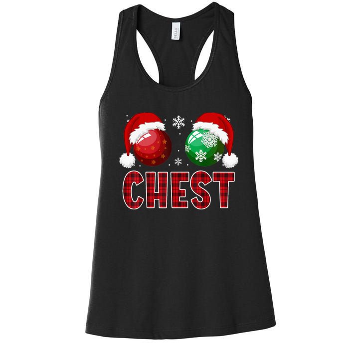 Chest Nuts Christmas Funny Matching Couple Chestnuts Women's Racerback Tank