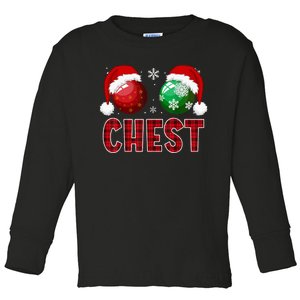 Chest Nuts Christmas Funny Matching Couple Chestnuts Toddler Long Sleeve Shirt