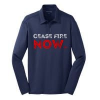 Ceasefire Now Silk Touch Performance Long Sleeve Polo