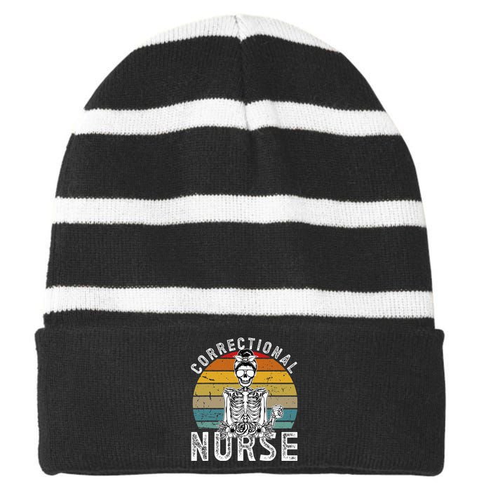 Correctional Nurse Corrections Nurse Correctional Nursing Striped Beanie with Solid Band