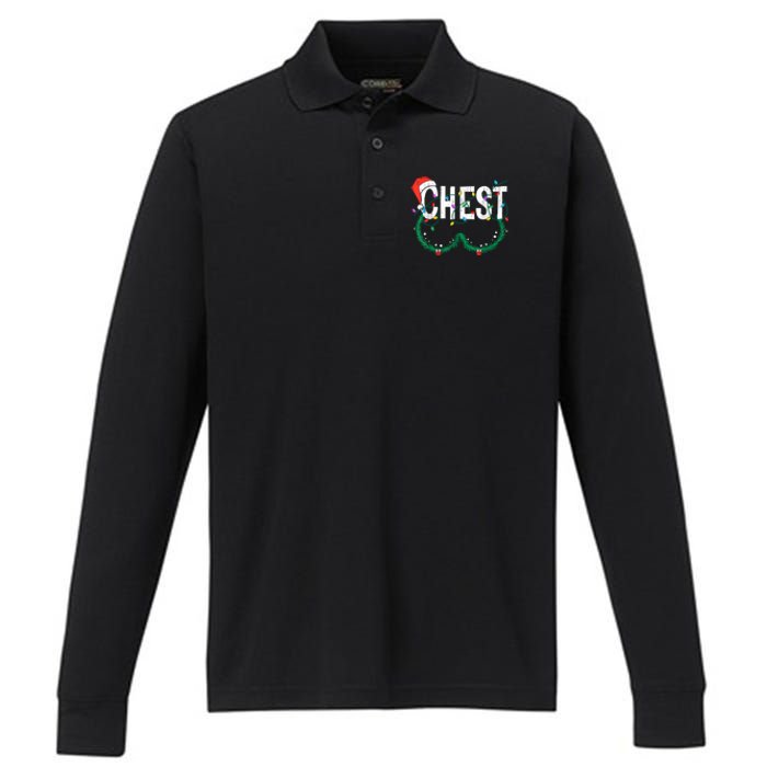 Chest Nuts Christmas Funny Matching Couple Chestnuts Performance Long Sleeve Polo