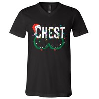 Chest Nuts Christmas Funny Matching Couple Chestnuts V-Neck T-Shirt