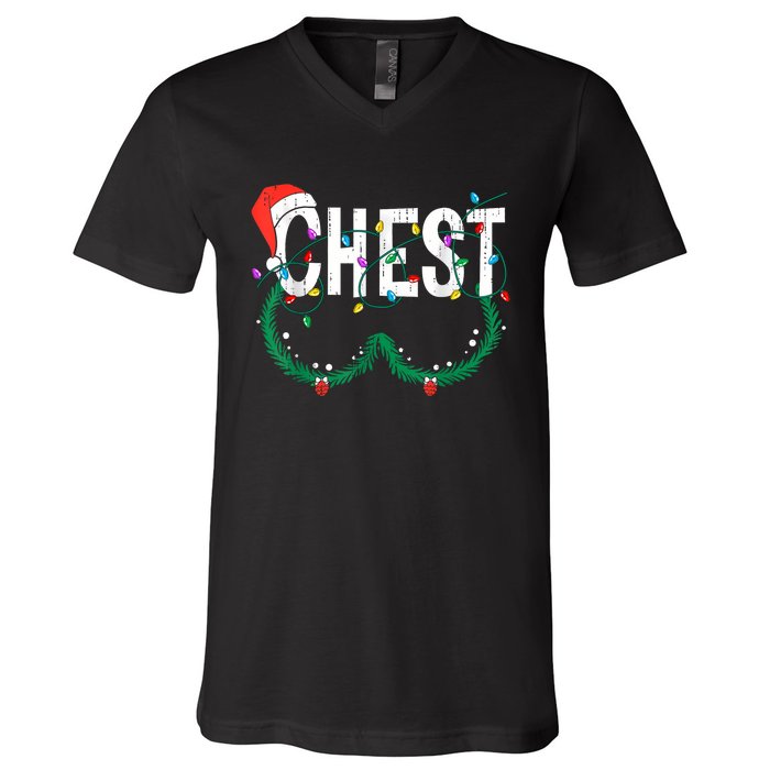 Chest Nuts Christmas Funny Matching Couple Chestnuts V-Neck T-Shirt