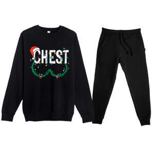 Chest Nuts Christmas Funny Matching Couple Chestnuts Premium Crewneck Sweatsuit Set