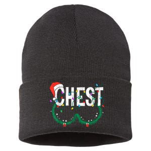 Chest Nuts Christmas Funny Matching Couple Chestnuts Sustainable Knit Beanie