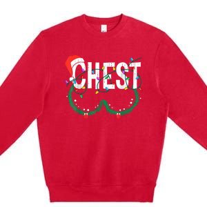 Chest Nuts Christmas Funny Matching Couple Chestnuts Premium Crewneck Sweatshirt