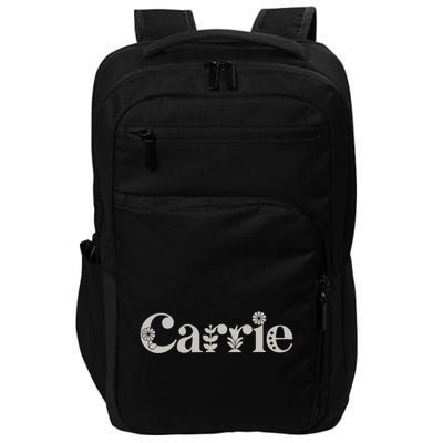 Carrie Name Custom Flower Personalized Botanical Women Mom Impact Tech Backpack