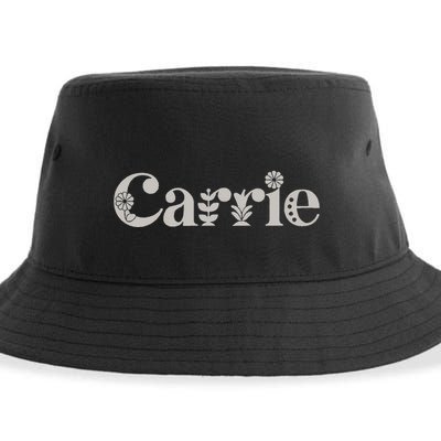 Carrie Name Custom Flower Personalized Botanical Women Mom Sustainable Bucket Hat