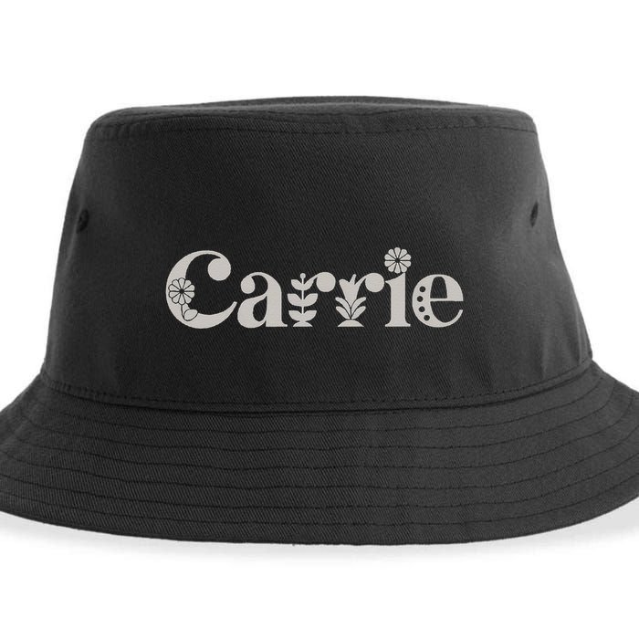 Carrie Name Custom Flower Personalized Botanical Women Mom Sustainable Bucket Hat