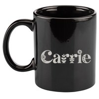 Carrie Name Custom Flower Personalized Botanical Women Mom 11oz C Handle Ceramic Mug