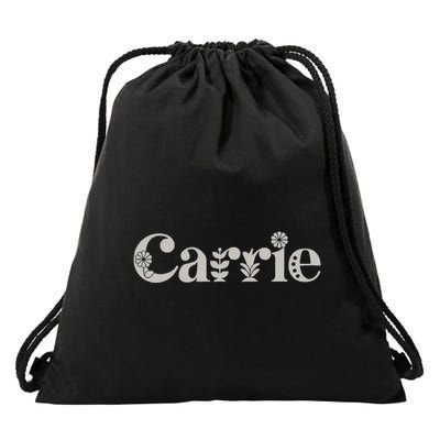 Carrie Name Custom Flower Personalized Botanical Women Mom Drawstring Bag