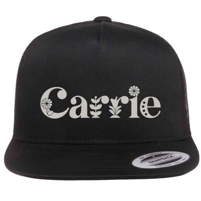 Carrie Name Custom Flower Personalized Botanical Women Mom Flatbill Hat
