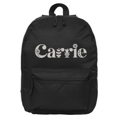 Carrie Name Custom Flower Personalized Botanical Women Mom 16 in Basic Backpack