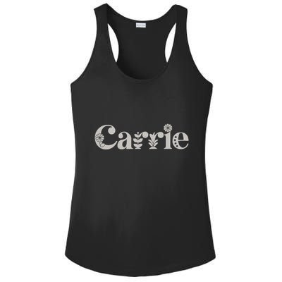 Carrie Name Custom Flower Personalized Botanical Women Mom Ladies PosiCharge Competitor Racerback Tank