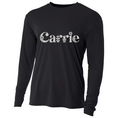 Carrie Name Custom Flower Personalized Botanical Women Mom Cooling Performance Long Sleeve Crew