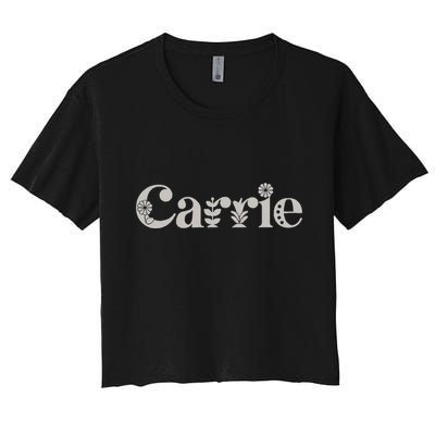 Carrie Name Custom Flower Personalized Botanical Women Mom Crop Top