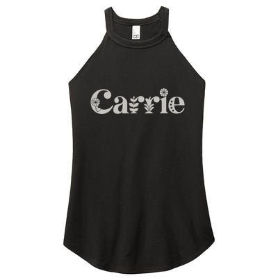 Carrie Name Custom Flower Personalized Botanical Women Mom Women's Perfect Tri Rocker Tank